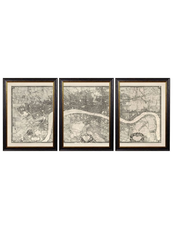 Exceptional Art c.1746 London Triptych Map