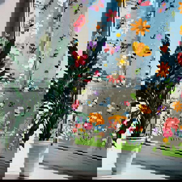 WALPLUS WSW6009 - Butterflies In The Meadow Of Flowers Window Clings