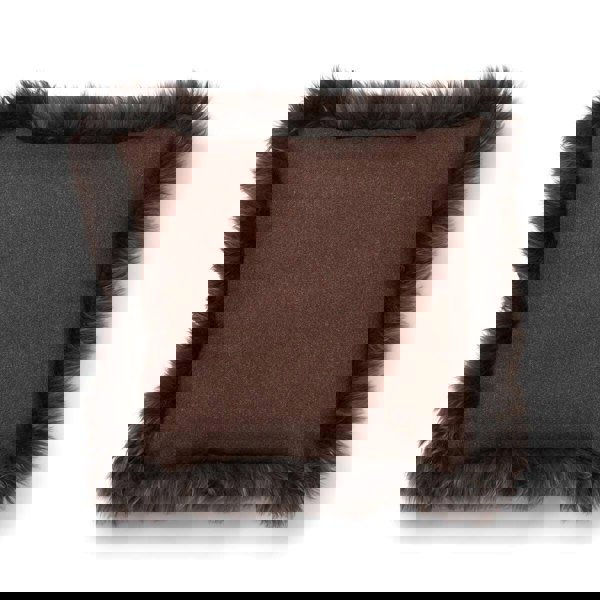 Wool Cushion | LW trim  | 52x52 cm Brown/Walnut