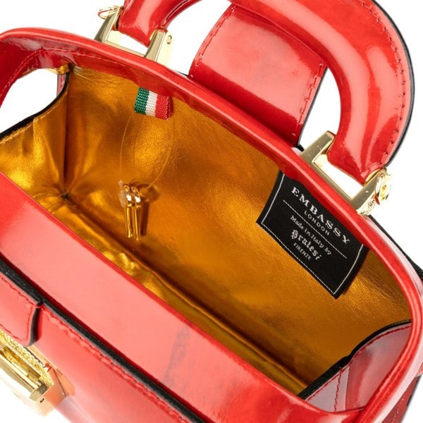 Embassy London Gazelle Mini - Red - Mini red leather bag in gold tone hardware with LED light