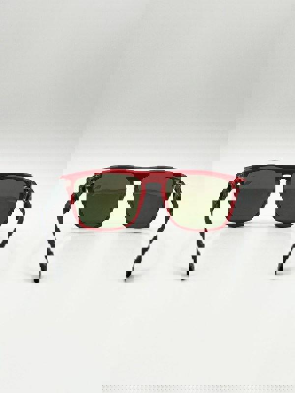 SVNX Matte Wayfarer Sunglasses with Case - Polarised with Orange Mirrored Lens