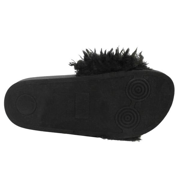 Spot On Ladies Spot On Flat Faux Fur Sliders
