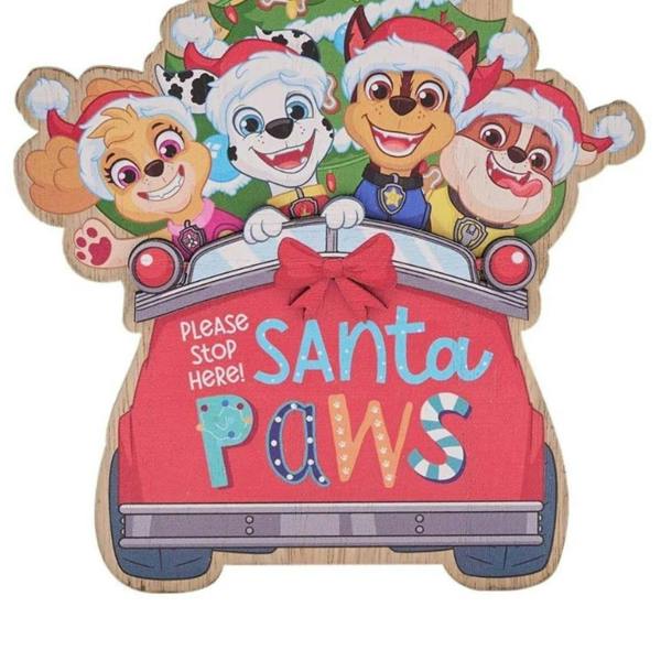 Widdop & Co Paw Patrol Santa Paws Please Stop Here Wooden Door Hanger