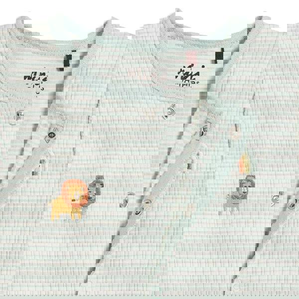 Mini Cuddles Baby Unisex Animal Embroidered Romper, Mint