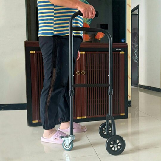 Havendro Adjustable Walking Aid Standing Walking Stick Handrail Castors Non-Slip Handle