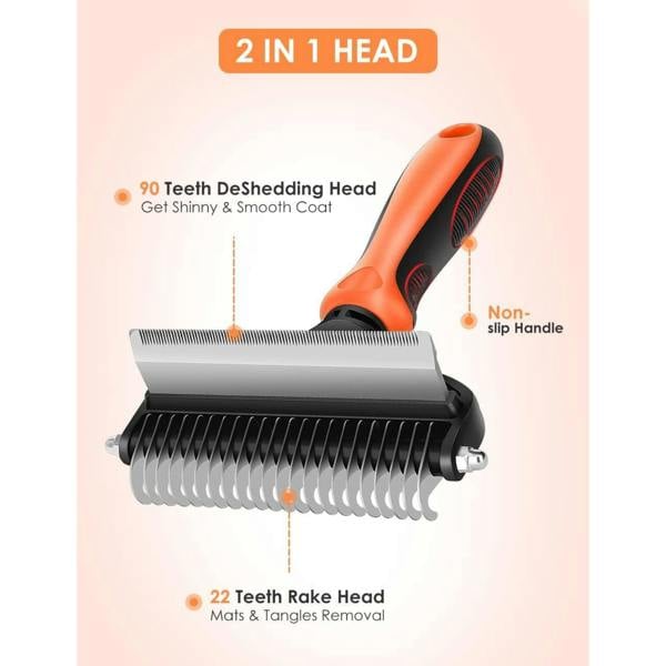 Dyzi Professional 2-Sided Dog & Cat Grooming Brush Orange