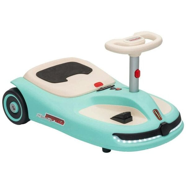 12V Electric Wiggle Car with Pedal, Kids Electric Car with 2 Speeds, Soft Start, Music, Lights for 3-5 Years, Light Blue