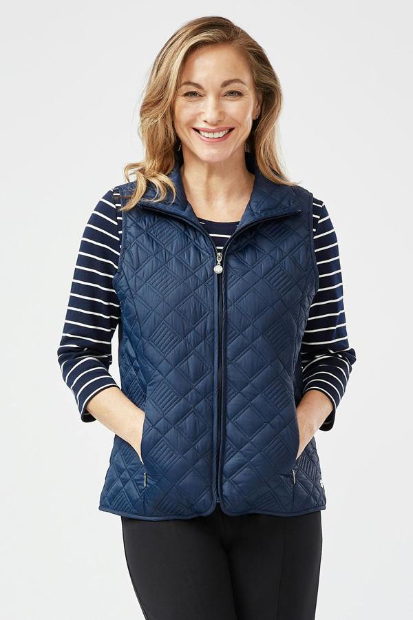PennyPlain Diamond Quilt Gilet - French Navy