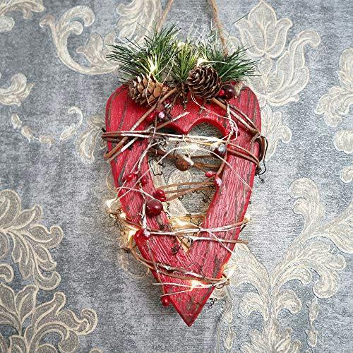 30cm Red Heart Wooden LED Tree Tabletop Centrepiece Christmas Holiday Home decoration with 20 Warm white LEDs image 6