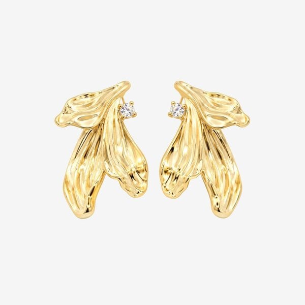 Uchi & Soto Kinmokusei Gold Petal Statement Earrings