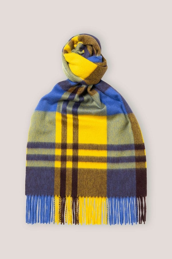 Luxury Cashmere Scarf | Blue x Yellow