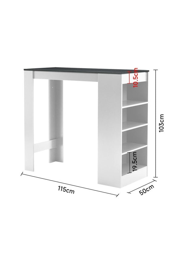 Living and Home Contrast Color Wooden Bar Table Dining Table with Open Shelves