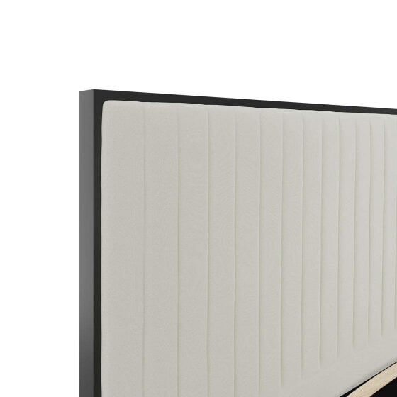 Wyld Haus Killarney Cream and Black Upholstered 4ft6 Double Bed with Tall Ribbed Headboard