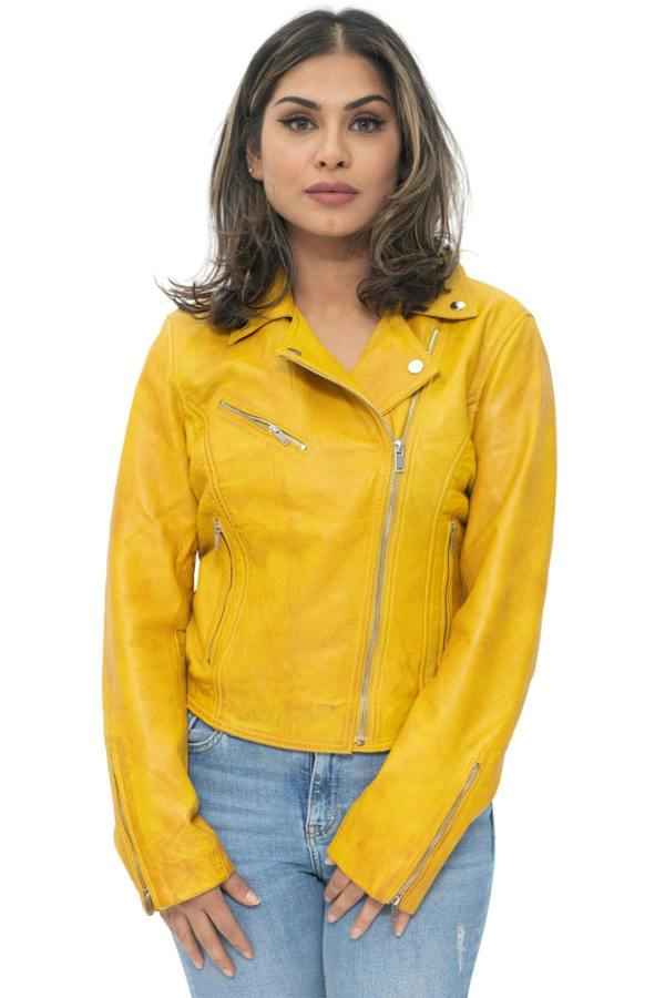 Infinity Leather Womens Leather Classic Biker Brando Jacket-Baku