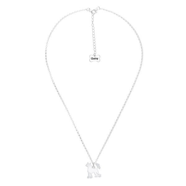 Chinese Crested Silhouette Silver Necklace - Personalised - MYLEE London