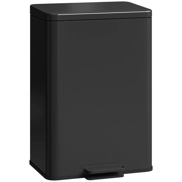 Matte black 20L stainless steel pedal bin with soft-close lid