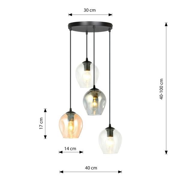 Emibig ISTAR Pendant lamp  4 x E27 Black with Transparent, Graphite and Amber Shade