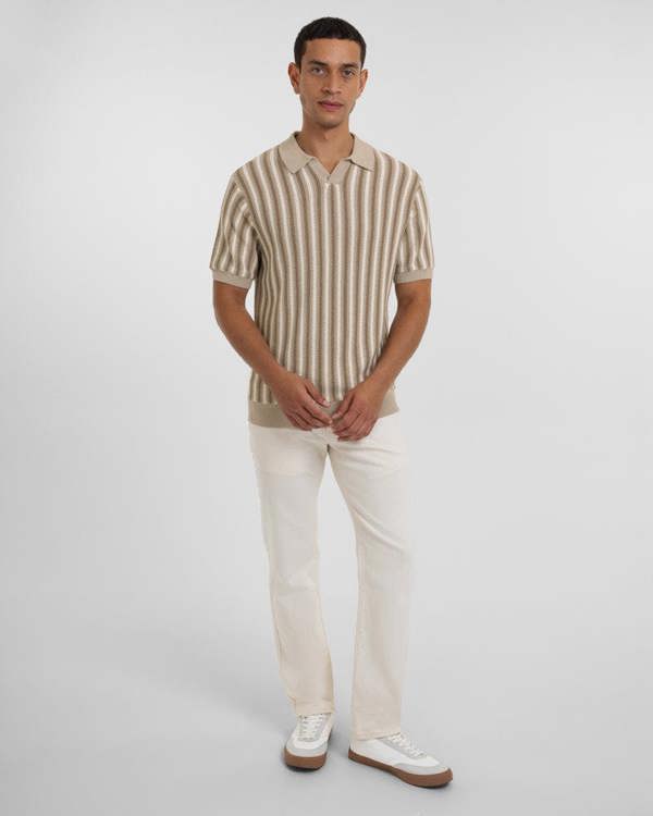 Steel & Jelly Pimlico - Knitted Stripe Trophy Neck Polo Shirt