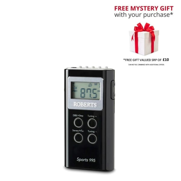 Roberts Sports 995 Personal Portable FM/AM Radio Black - Free Gift RRP £10!