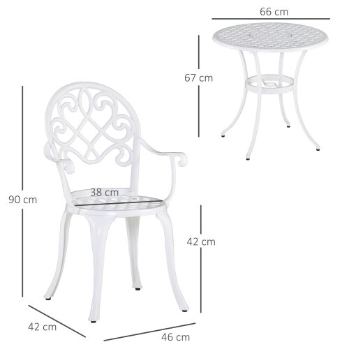 Wyld Haus Safa 3 Piece Elegant Aluminium Garden Bistro Set In White