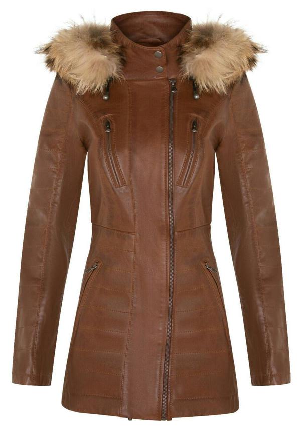 Infinity Leather Womens Quilted Leather Parka Jacket-Curitiba
