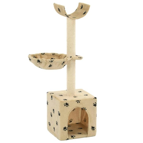 Berkfield Cat Tree with Sisal Scratching Posts 105 cm Paw Prints Beige