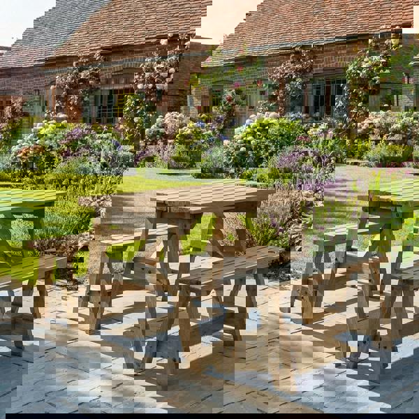 Arbor Garden Solutions Victoria Picnic Table and Benches Set - Rustic Finish