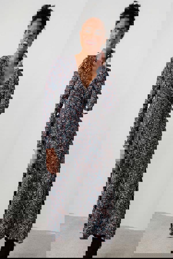 Lily & Me Rose Floral Print Wrap Dress Chocolate