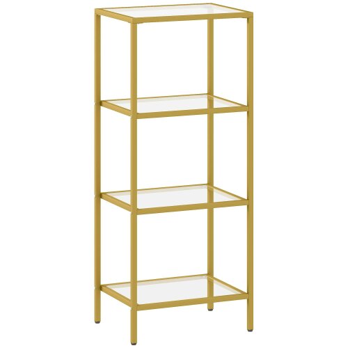 Wyld Haus Nopatti Metal And Glass Gold Tone 4 Tier Vertical Display Shelving Unit