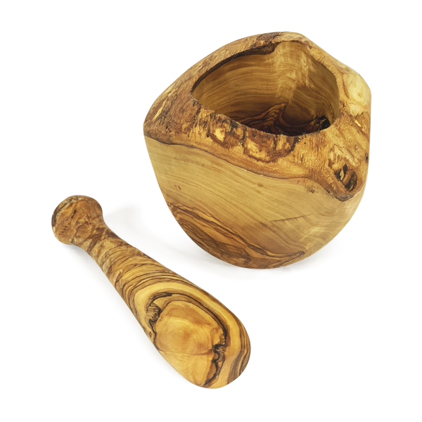 Verano Spanish Ceramics Olive Wood - Rustic Pestle & Mortar