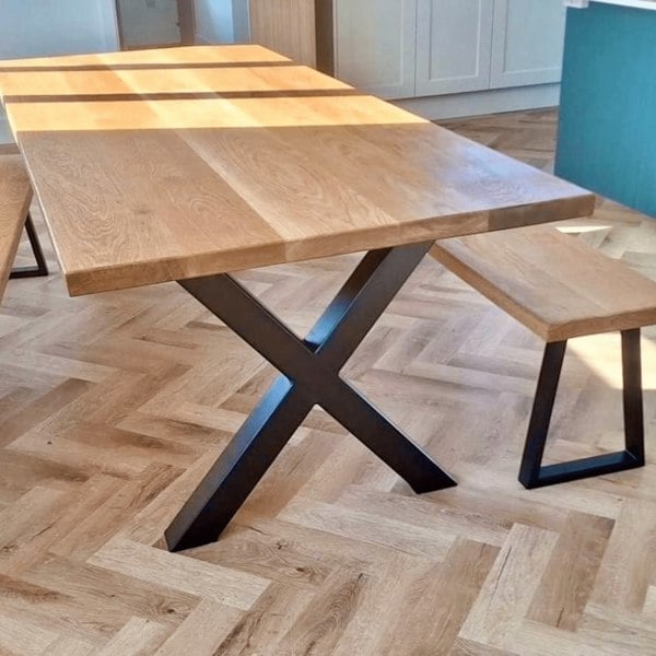 Hemming & Wills Solid Oak Dining Table - Chunky X Frame - Bespoke Collection