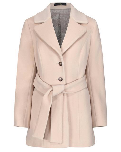 Myles Anthony Oatmeal Wool & Cashmere Coat With Tie Belt