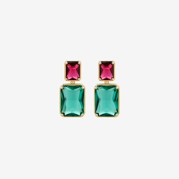 Uchi & Soto Shikaku Green and Red Stone Earrings