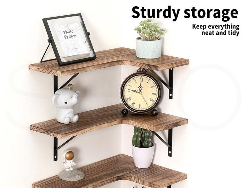 Levede Floating Shelves Wall Mounted Corner Stroage Display Shelf Wood 2PC 4PC