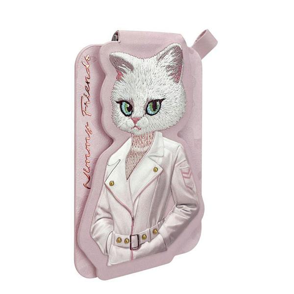 Nimmy Friends Nimmy Fashion & Cute White Cat Series Embroidery Magnetic Stand with MagSafe Pink - N-CXMC-ZJKT-04