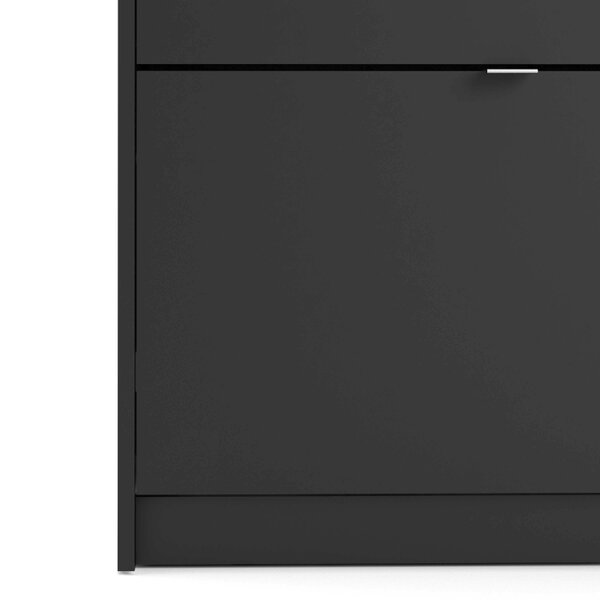 Wyld Haus Prague Black Shoe Cabinet 3 Flip Down Doors 6 Shelves