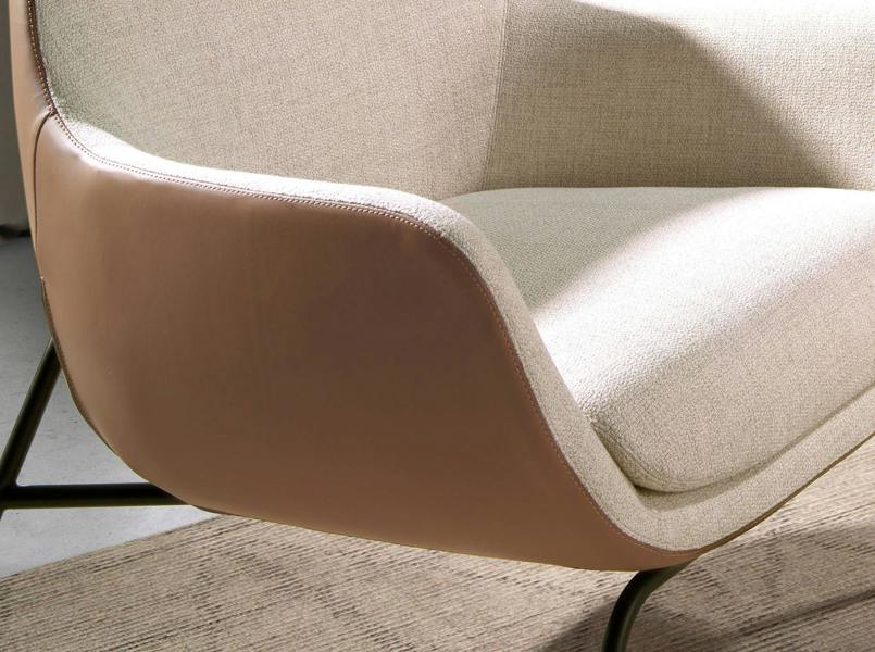Angel Cerdá Cream Fabric and Brown Leatherette Armchair 5099