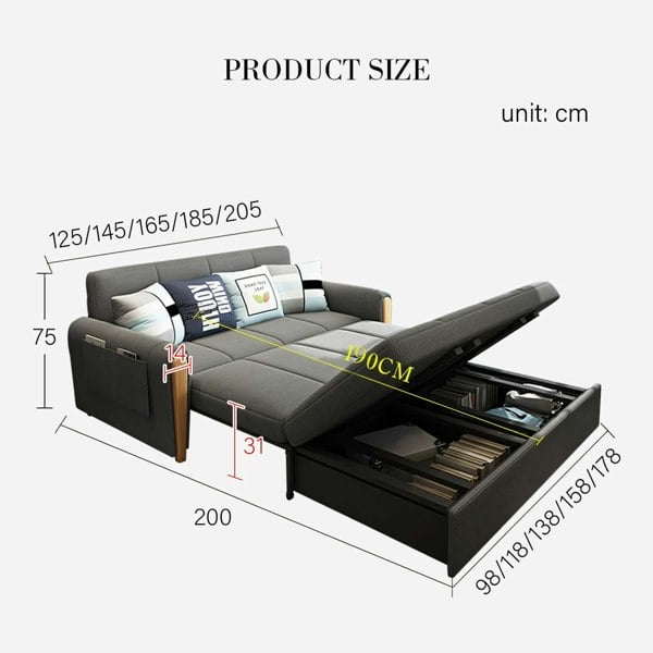 Weilai Concept Mavis Two Seater Sofa Bed, Dark Grey