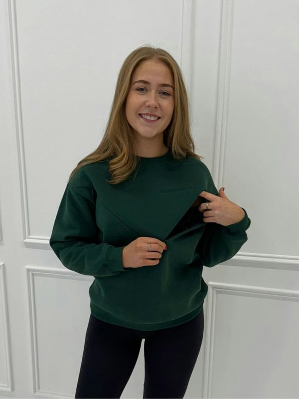 Pretty Mama Signature Oversized Breastfeeding Sweater - Dark Green