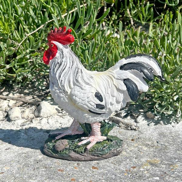 Farmwood White Cockerel Bird Garden Animal Ornament