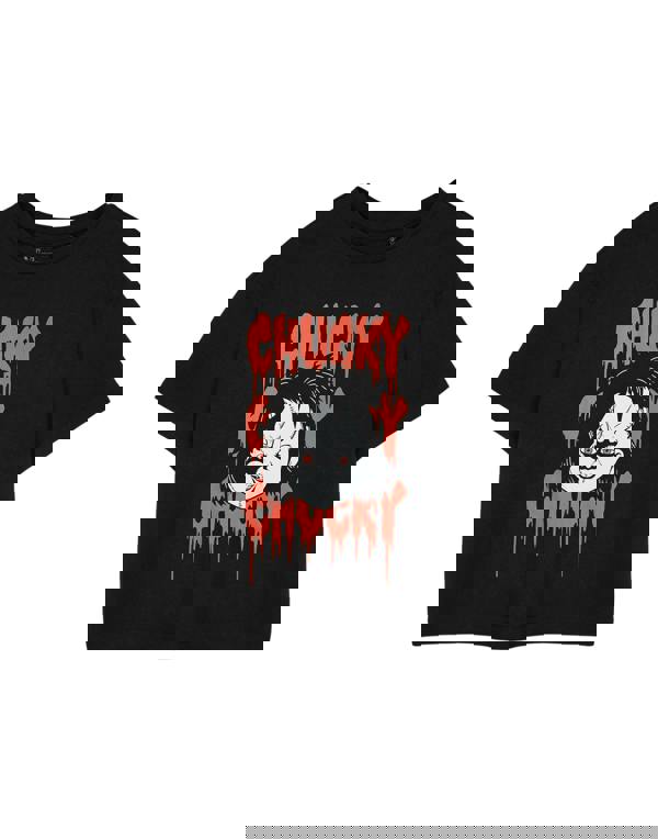 Chucky Womens Black Chucky Chucky Chucky Crop Cropped Short Sleeved T-Shirt