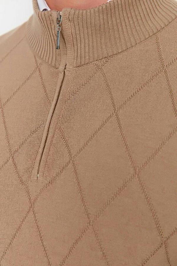WOVCOR Slim Fit Half Turtleneck Zippered Collar Knit Men's Sweater