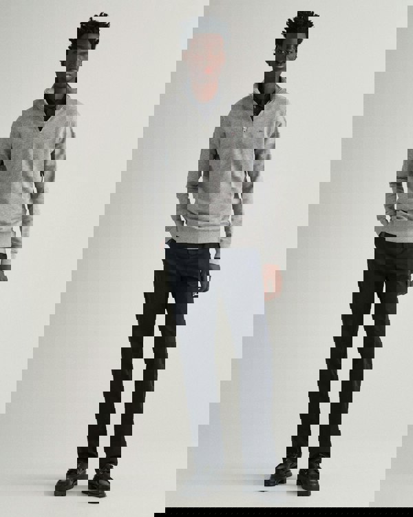 GANT Mens Regular Fit Shield Logo Half Zip Sweatshirt NOS - 93 Grey Melange