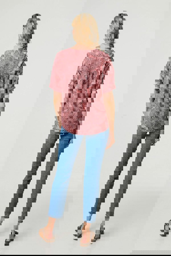 Pink | Abstract 1/2 Sleeve Relaxed Top
