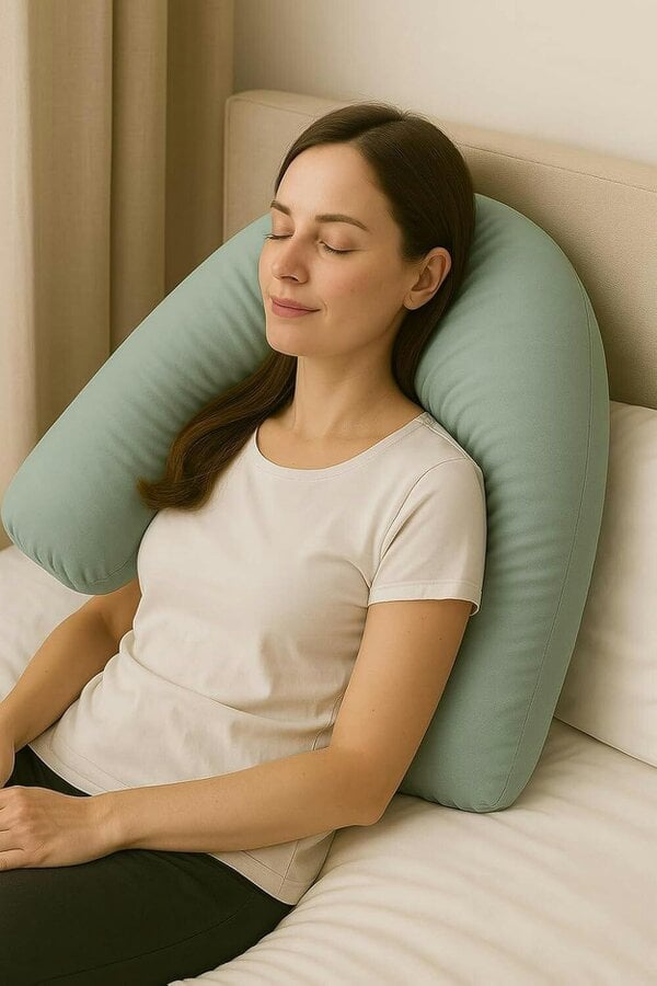 Night Zone Easy Care Polycotton V Shaped Pillow – Orthopaedic Support Pillow with Case or Cover Only - Duck Egg - Cover Only