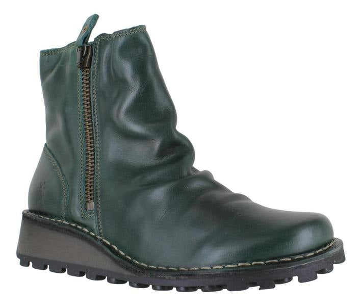 Fly London Mon Womens Wedge Heel Zip-Up Chelsea Leather Ankle Boots