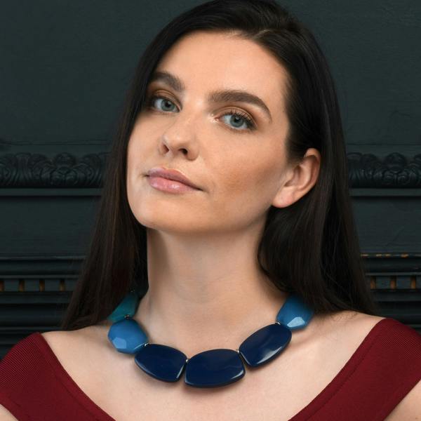 Zavana Chunky Blue Statement Necklace for Women