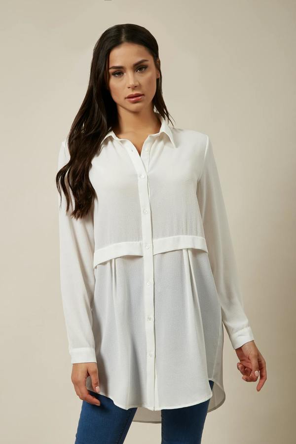 Hoxton Gal Long Sleeves Oversized Shirt In White