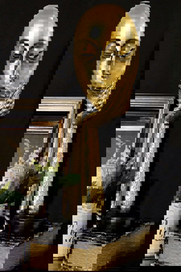 Living and Home 11.5cm Dia x 37cm H Abstract Art Resin Mask Ornaments Meditation Sculpture