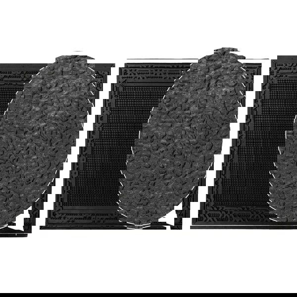 JVL Foliage Scraper Rubber Pin Doormat, 45x75cm, Black